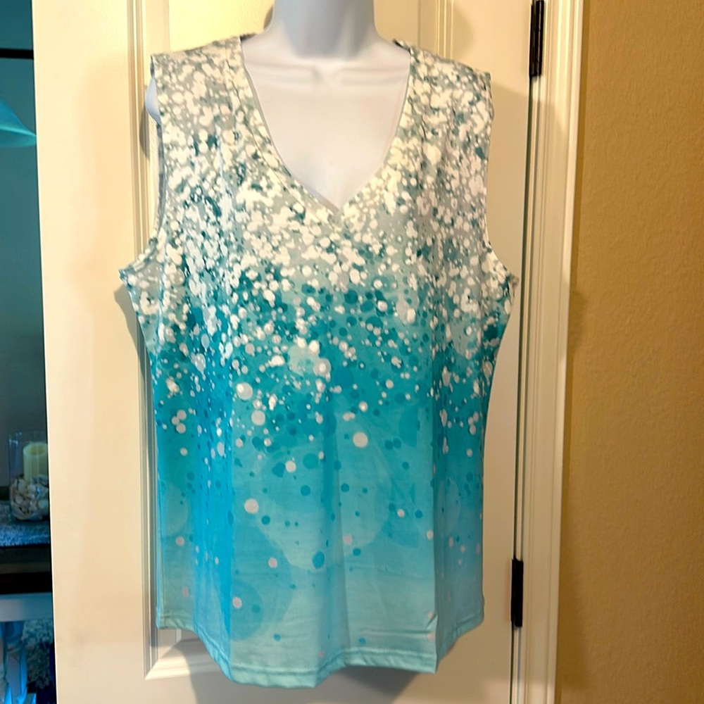 V-Neck Sleeveless  Teal Blouse
